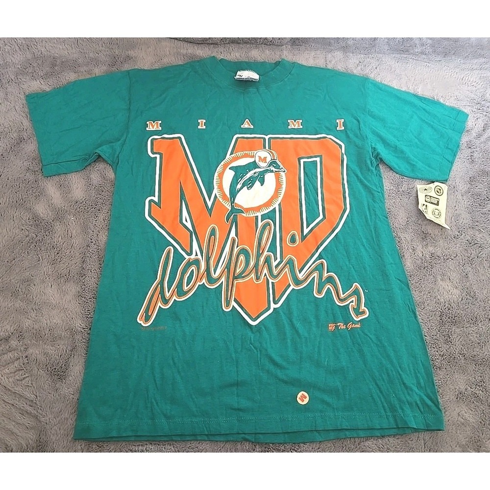 Vintage Miami Dolphins Shirt The Game 1993 NOS New With Tags Medium Deadstock - Picture 14 of 16